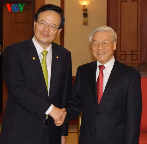 Tổng Bí thư Nguyễn Phú Trọng tiếp Chủ tịch Quốc hội Hàn Quốc