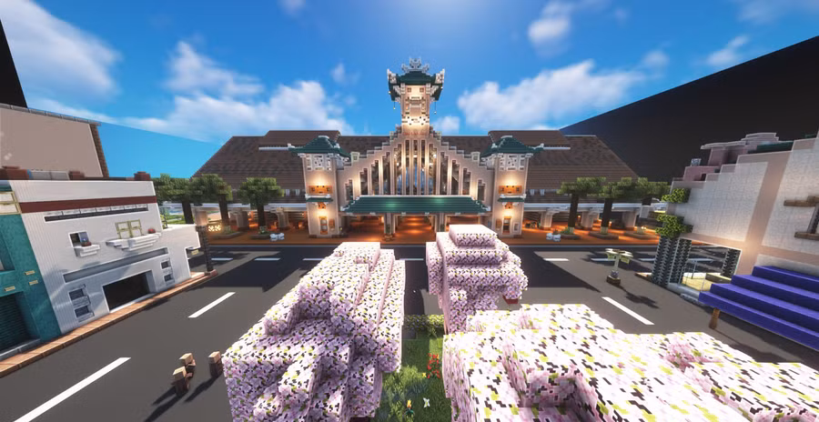 Chợ Cần Thơ được học sinh tái hiện trên Minecraft.