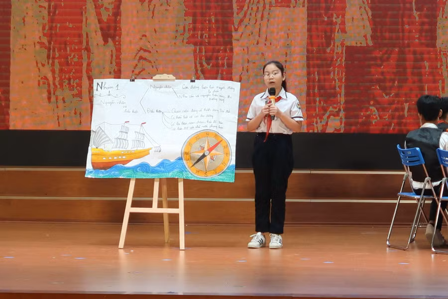 Đại diện nhóm, học sinh trình bày về nguyên nhân và điều kiện của các cuộc phát kiến địa lý.