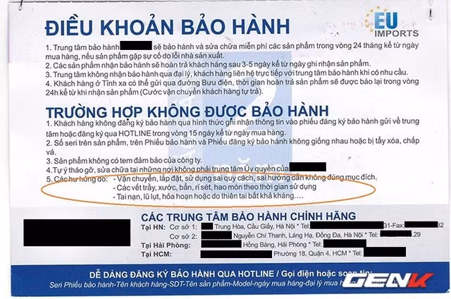  Với chính sách bảo hành thế này có lẽ việc người dùng nên làm sau khi mua sản phầm là cất kỹ trong tủ 
