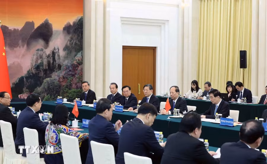 Quang cảnh cuộc hội kiến. (Ảnh: Nhan Sáng/TTXVN) Quang cảnh cuộc hội kiến. (Ảnh: Nhan Sáng/TTXVN)