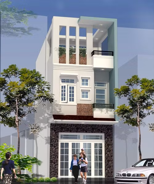 Những mẫu nhà ống 3 tầng mặt tiền 4 – 5m đẹp hiện đại - Ảnh 1