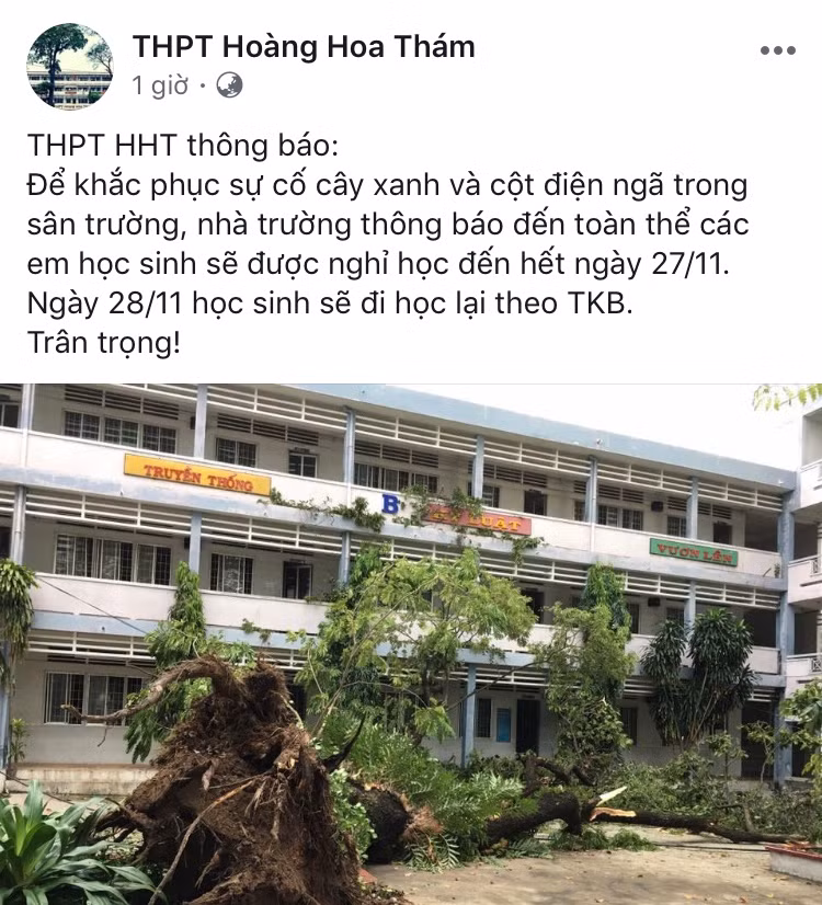 Fanpage của Trường đăng thông báo cho học sinh nghỉ học vào ngày mai, 27/11 Fanpage của Trường đăng thông báo cho học sinh nghỉ học vào ngày mai, 27/11