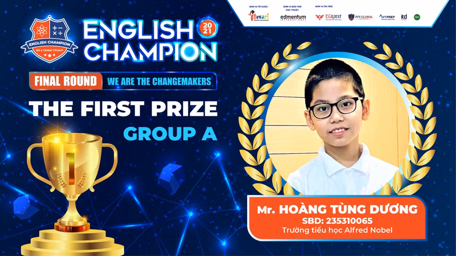 Hoàng Tùng Dương (Trường tiểu học Alfred Nobel – Hà Nội) - quán quân Bảng A.