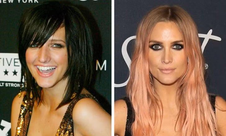Ashlee Simpson (năm 2004 so với năm 2020).