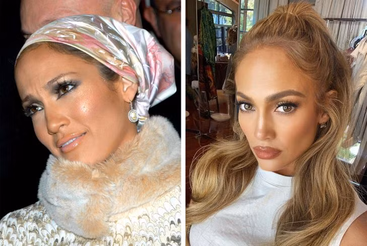 Jennifer Lopez (năm 2003 so với năm 2020).