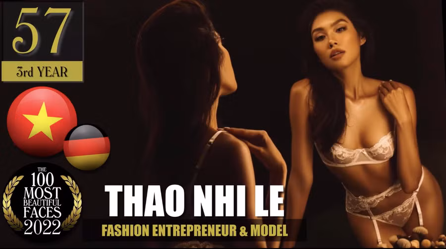Á hậu Thảo Nhi Lê liên tiếp góp mặt trong top 100 gương mặt đẹp nhất thế giới. Năm nay cô đứng ở vị trí thứ 57.