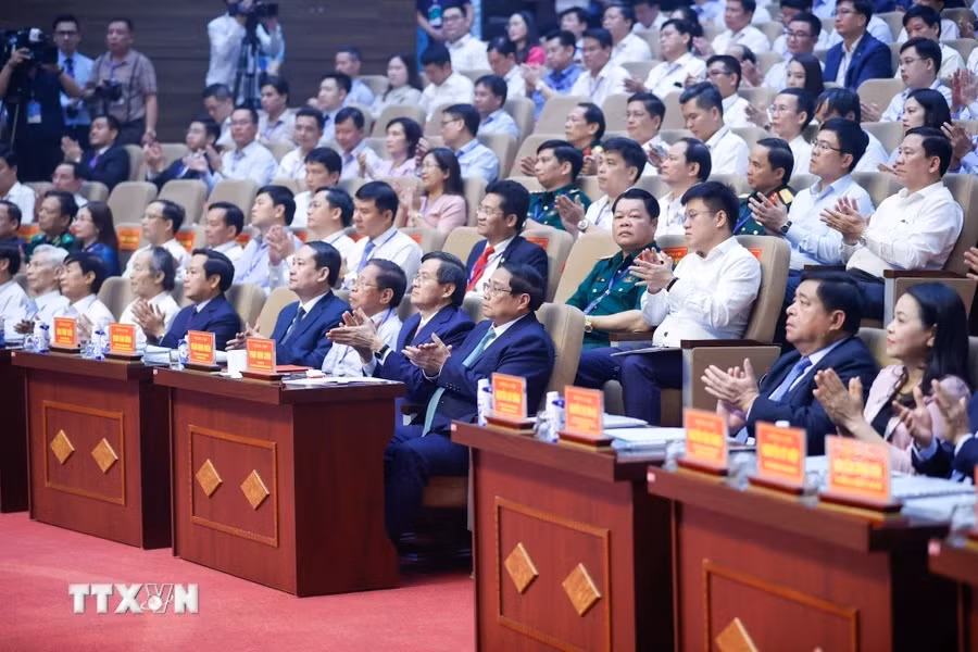 Thủ tướng Phạm Minh Chính dự Hội nghị công bố Quy hoạch tỉnh Ninh Bình. (Ảnh: Dương Giang/TTXVN)