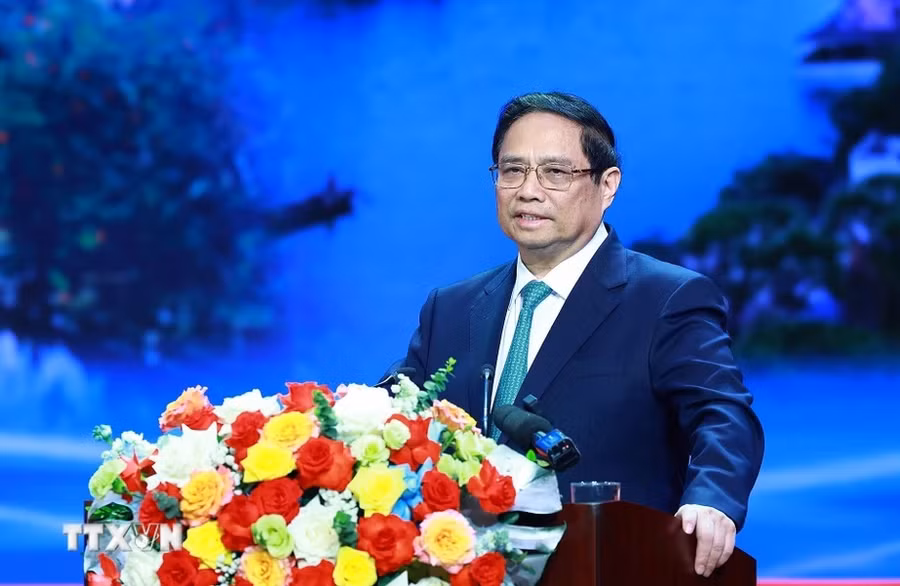 Thủ tướng Phạm Minh Chính phát biểu chỉ đạo hội nghị. (Ảnh: Dương Giang/TTXVN)