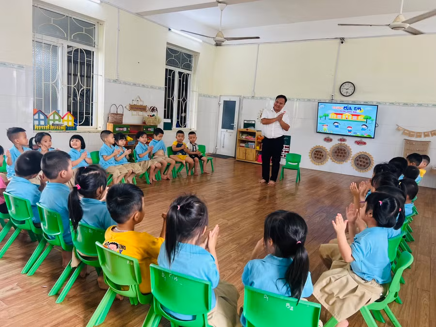 Lớp học tại Trường Mầm non Tân Viên, huyện An Lão, TP Hải Phòng.