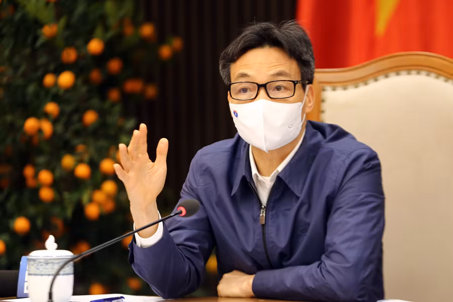 Phó Thủ tướng Vũ Đức Đam tại cuộc họp trực tuyến chiều ngày 10/2. Ảnh: VGP/Đình Nam.