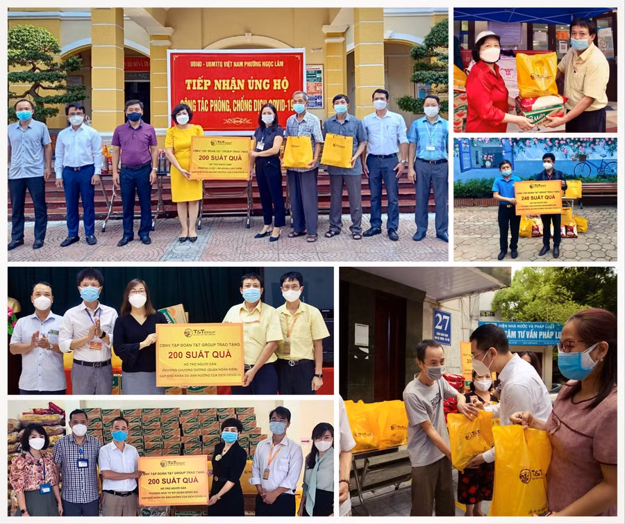 Chương trình "Lan tỏa yêu thương, Chung tay chống dịch" do CBNV T&amp;T Group tổ chức đã trao tặng 3.000 suất quà cho người dân TP Hà Nội gặp khó khăn do Covid-19