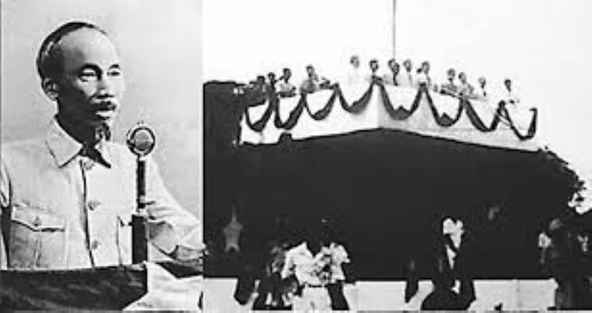 Chủ tịch Hồ Chí Minh đọc bản Tuyên ngôn độc lập tại Quảng trường Ba Đình ngày 2/9/1945. Ảnh tư liệu