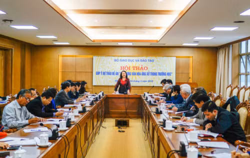 Thứ trưởng Nguyễn Thị Nghĩa chủ trì Hội thảo “Góp ý dự thảo Đề án Xây dựng văn hóa ứng xử trong trường học” Thứ trưởng Nguyễn Thị Nghĩa chủ trì Hội thảo “Góp ý dự thảo Đề án Xây dựng văn hóa ứng xử trong trường học”