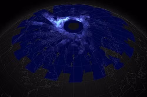 Mây dạ quang vùng cực xuất hiện trong sắc thái xanh nhạt và trắng khi nhìn từ không gian. Ảnh: NASA"s Earth Observatory Anh-6639-1435112095.jpg