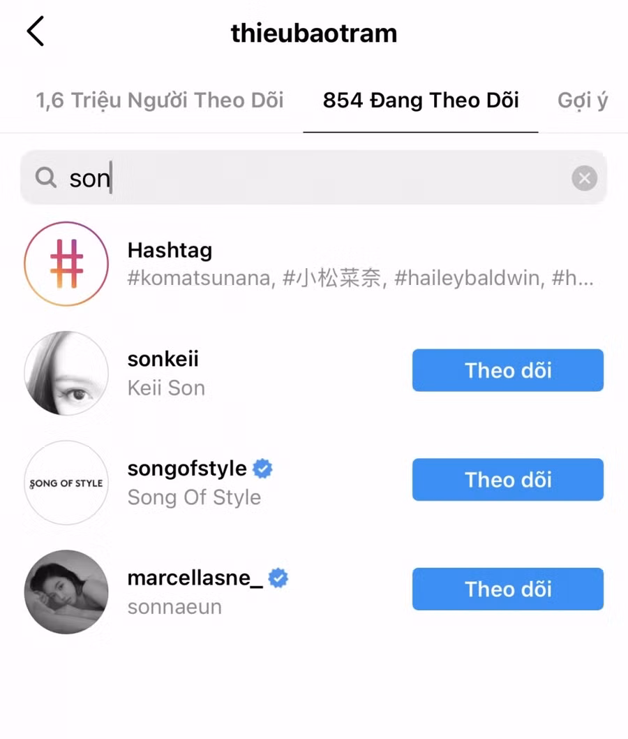 Thiều Bảo Trâm bỏ theo dõi nam ca sĩ Sơn Tùng MTP trên Instagram.