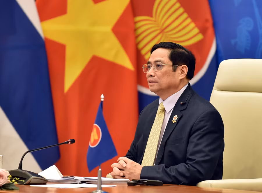 Thủ tướng Chính phủ Phạm Minh Chính khẳng định quan hệ đối tác ASEAN-Hàn Quốc đã phát triển mạnh mẽ hơn 3 thập kỷ qua, đạt được nhiều thành quả quan trọng, thực chất, đóng góp tích cực vào hòa bình, an ninh và phát triển thịnh vượng tại khu vực. Ảnh: VGP/Nhật Bắc.