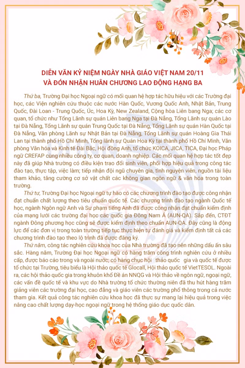 Trường Đại học Ngoại ngữ, ĐH Đà Nẵng đón nhận Huân chương lao động hạng Ba ảnh 3