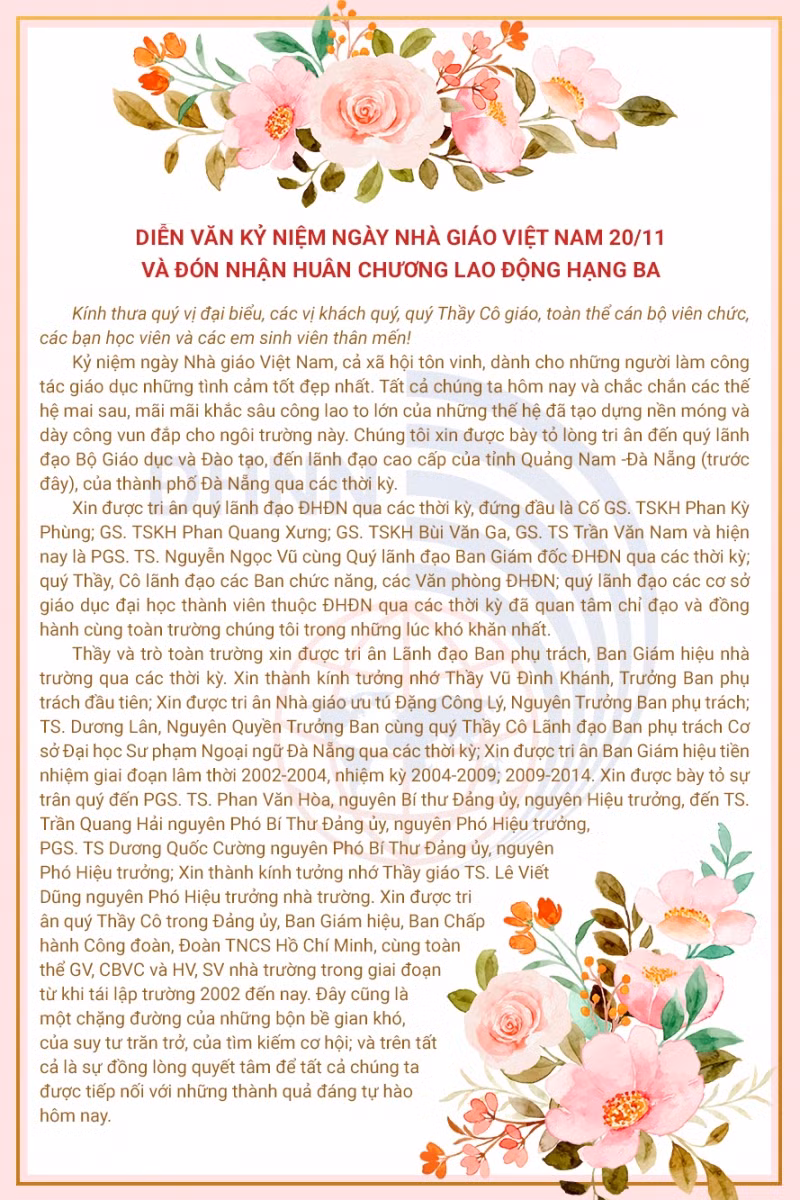Trường Đại học Ngoại ngữ, ĐH Đà Nẵng đón nhận Huân chương lao động hạng Ba ảnh 5