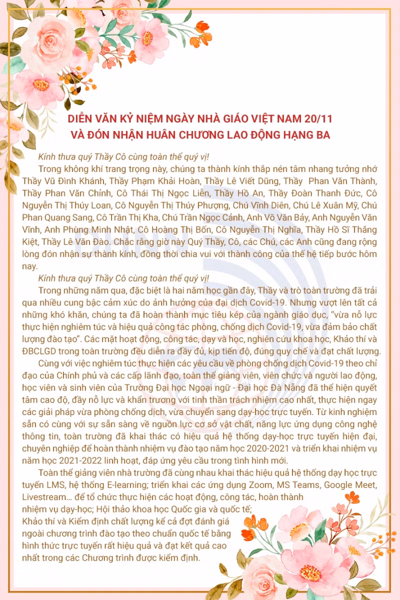 Trường Đại học Ngoại ngữ, ĐH Đà Nẵng đón nhận Huân chương lao động hạng Ba ảnh 6