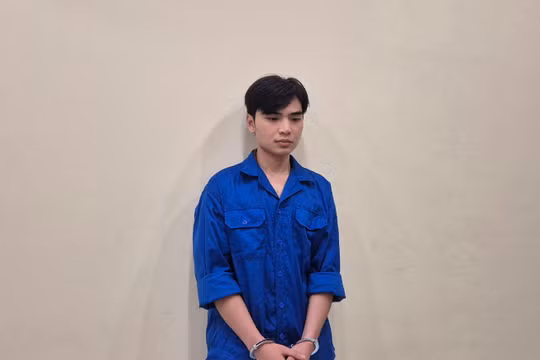 Nguyễn Tuấn Anh tại cơ quan công an. Ảnh: Công an TPHCM.