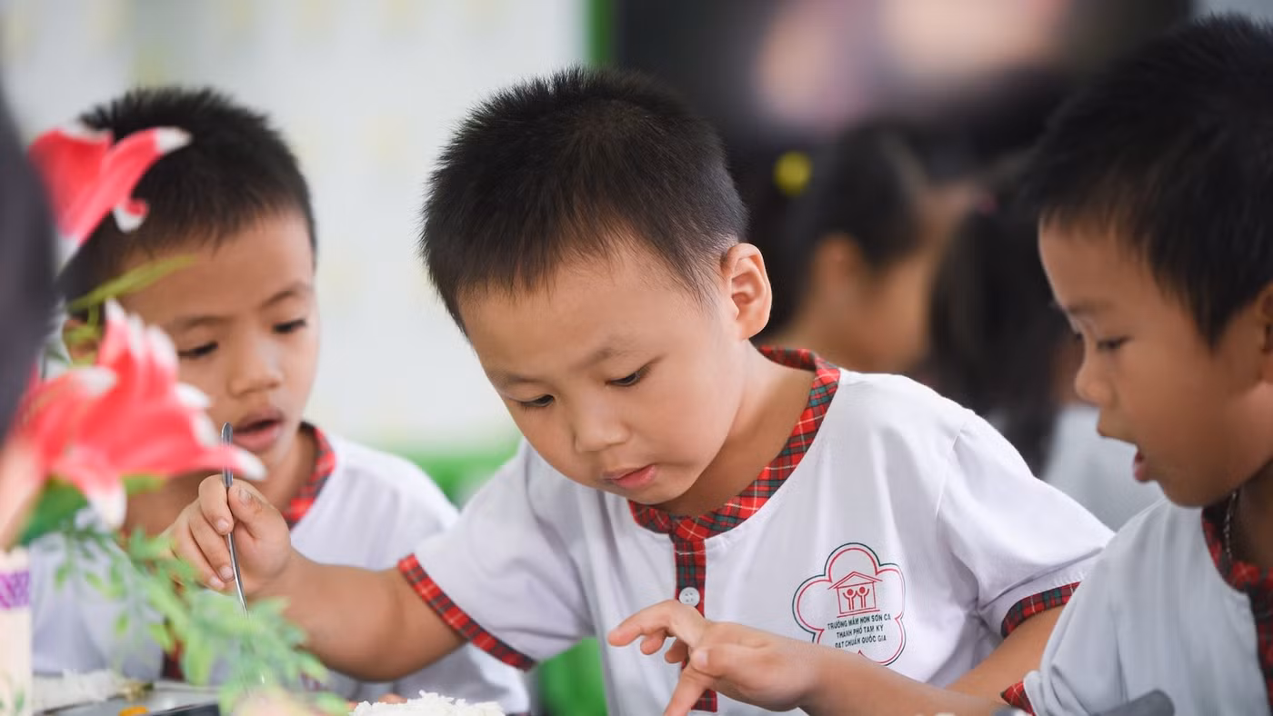 Một bữa ăn học đường của học sinh TP Đà Nẵng. Ảnh: INT