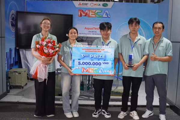 Đội AquaTech của Đại học Trà Vinh nhận giải Ba cuộc thi với đề tài: “Hệ thống xử lý - tái sử dụng nước trong nuôi tôm theo hướng tuần hoàn”.
