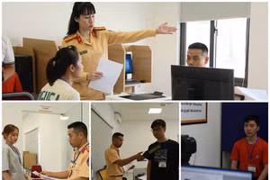 Học viên thi lý thuyết.