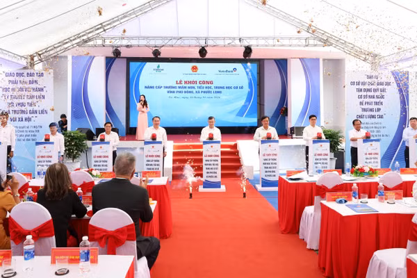 Lễ khởi công nâng cấp, mở rộng các trường học trên địa bàn xã Phước Long, Cà Mau. Ảnh: QM