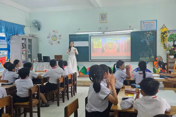 Một tiết thao dạy dạy học chuyên đề của Trường Tiểu học Lương Thế Vinh (phường An Hải, TP Đà Nẵng). Ảnh: NTCC