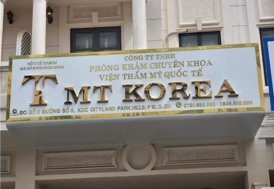 Công ty TNHH Phòng khám chuyên khoa Viện thẩm mỹ Quốc tế MT Korea địa chỉ số 5, đường số 6, Phường 10, quận Gò Vấp, bị phạt 111 triệu đồng.