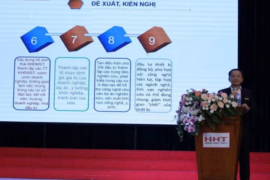 NGƯT.TS Phạm Xuân Khánh – Hiệu trưởng trường Cao đẳng Công nghệ cao Hà Nội phát biểu.