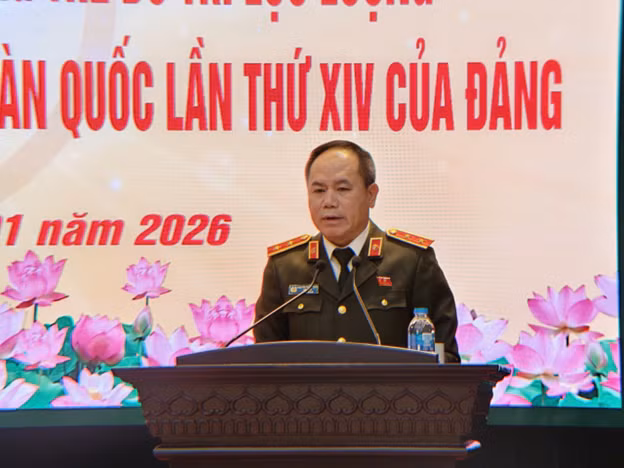 Trung tướng Nguyễn Thanh Tùng, Giám đốc Công an TP Hà Nội phát biểu.