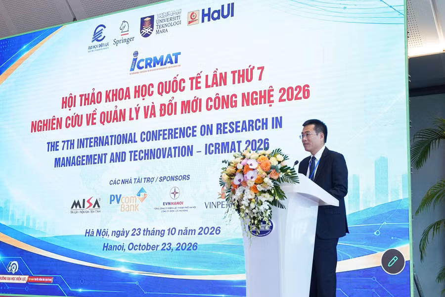 PGS.TS. Nguyễn Lê Cường – Phó Hiệu trưởng Trường Đại học Điện lực phát biểu khai mạc Hội thảo ICRMAT 2026. i1.jpg