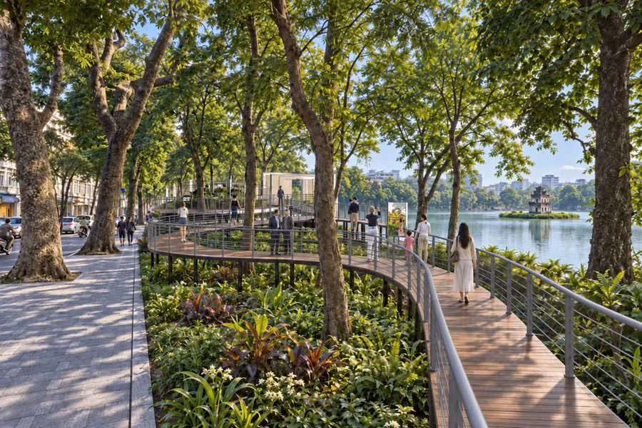 Một góc không gian phố đi bộ Hoàn Kiếm.