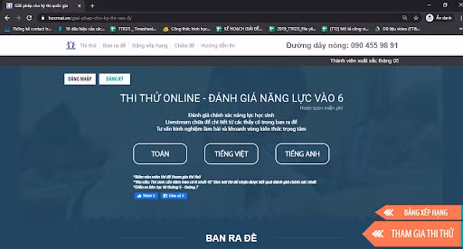 Thi thử trực tuyến miễn phí dành cho học sinh ôn thi vào lớp 6