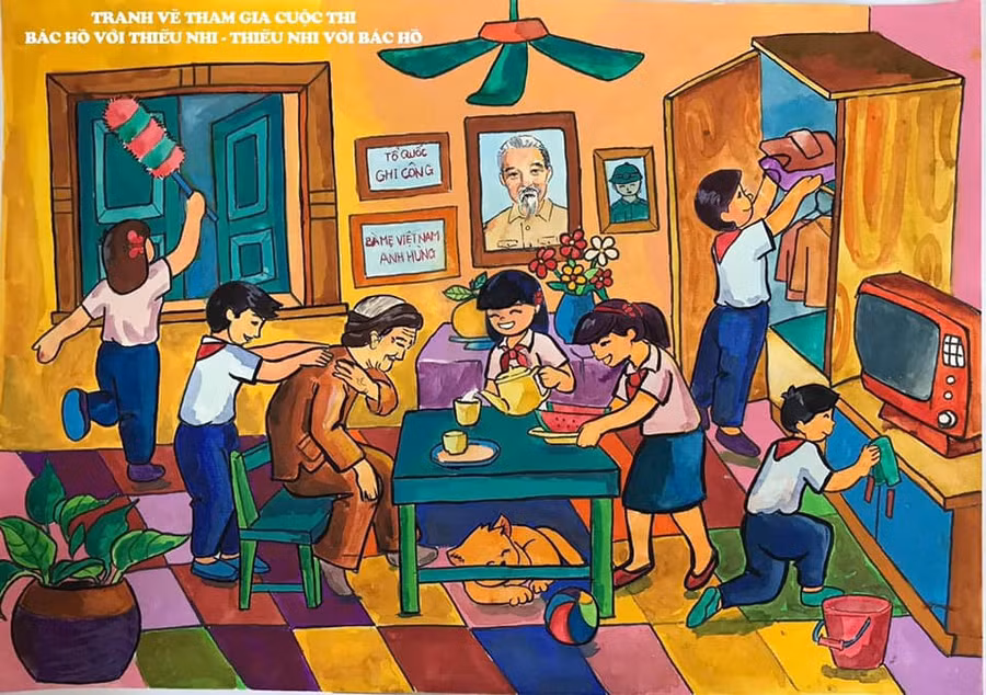 Công bố 20 tác phẩm xuất sắc cuộc thi vẽ tranh “Bác Hồ với thiếu nhi - Thiếu nhi với Bác Hồ” ảnh 1