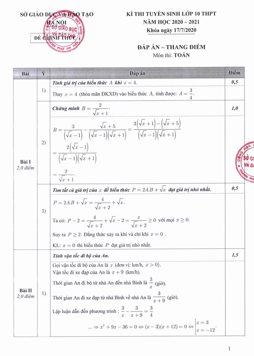 Hà Nội công bố đáp án chính thức đề thi vào lớp 10 THPT năm 2020 ảnh 3