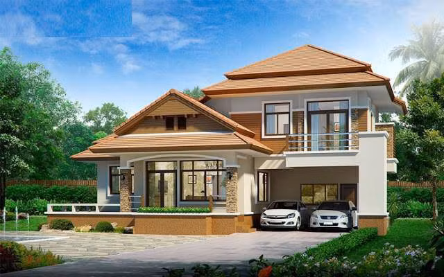 Những mẫu nhà 2 tầng đẹp, đơn giản đậm nét truyền thống ảnh 2