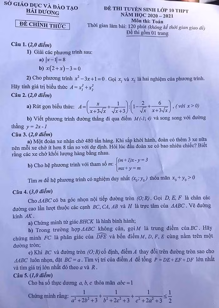 Thi vào lớp 10 ở Hải Dương: Đề toán phân hóa rõ nhưng không đánh đố ảnh 1