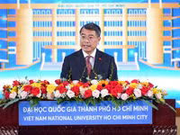 Thủ tướng Chính phủ Lê Minh Hưng phát biểu chỉ đạo tại lễ khai khóa năm 2026 của Đại học Quốc gia TPHCM. Ảnh: NTCC.