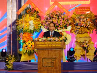 Phó Thủ tướng Chính phủ Lê Tiến Châu dự và phát biểu tại lễ kỷ niệm 50 năm truyền thống Trường Đại học Sư phạm TPHCM. Ảnh: Mạnh Tùng.