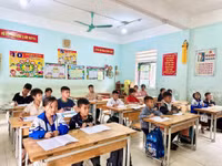 Các em học sinh Trường PTDTBT Tiểu học và THCS Thông Nguyên, xã Thông Nguyên. (Ảnh: NTCC)