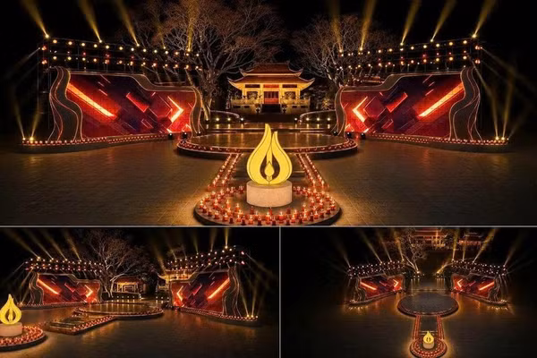 Thiết kế sân khấu tại điểm cầu Công viên Lê Thị Riêng, TPHCM - Ảnh: VTV.