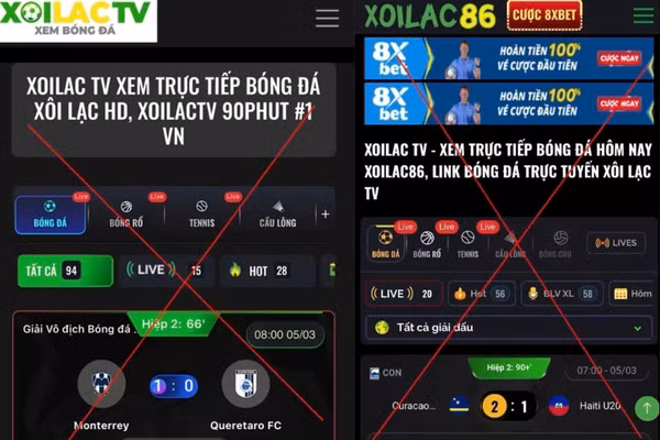 Hệ thống Xôi Lạc TV bị công an triệt phá hồi tháng 3/2026. (Ảnh: Công an cung cấp).
