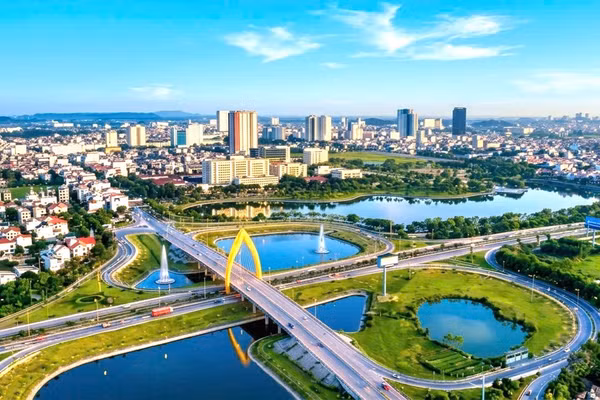 Một góc giao thông Bắc Ninh nhìn từ trên cao. 