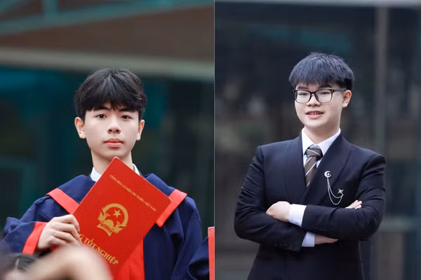 Em Phùng Quang Hưng (bên trái) và em Thân Đức Chính.