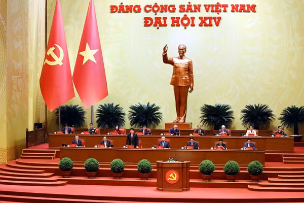 Đoàn Chủ tịch điều hành Đại hội XIV của Đảng. Ảnh: TTXVN.
