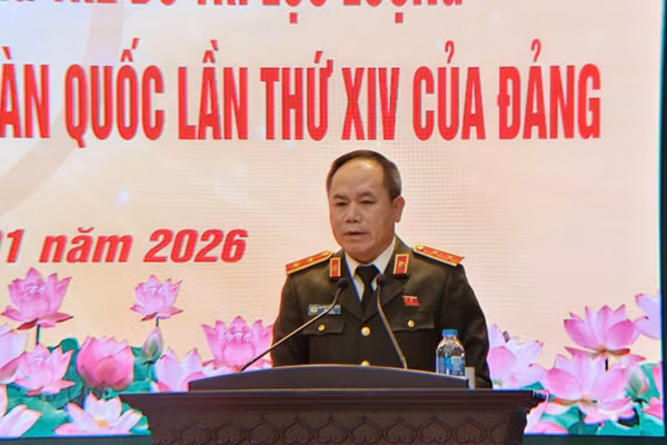 Trung tướng Nguyễn Thanh Tùng, Giám đốc Công an TP Hà Nội phát biểu.