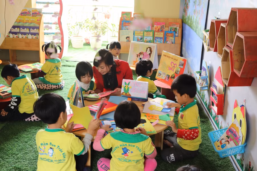 Một tiết học tại Trường Mầm non xã Trác Văn, tỉnh Hà Nam.